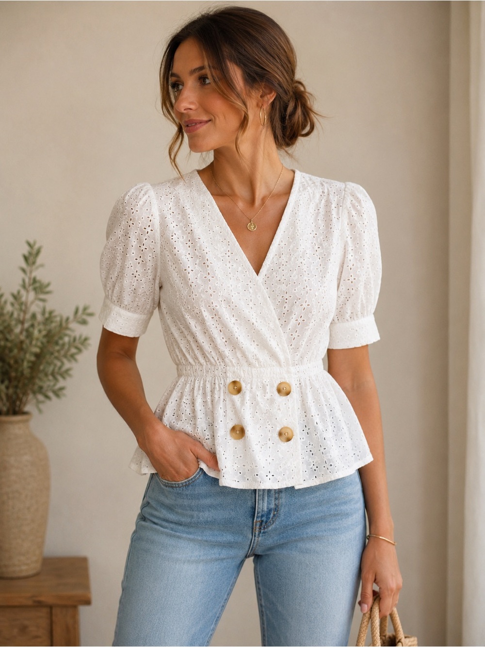 Nannette Women’s White Summer Top – Size XS